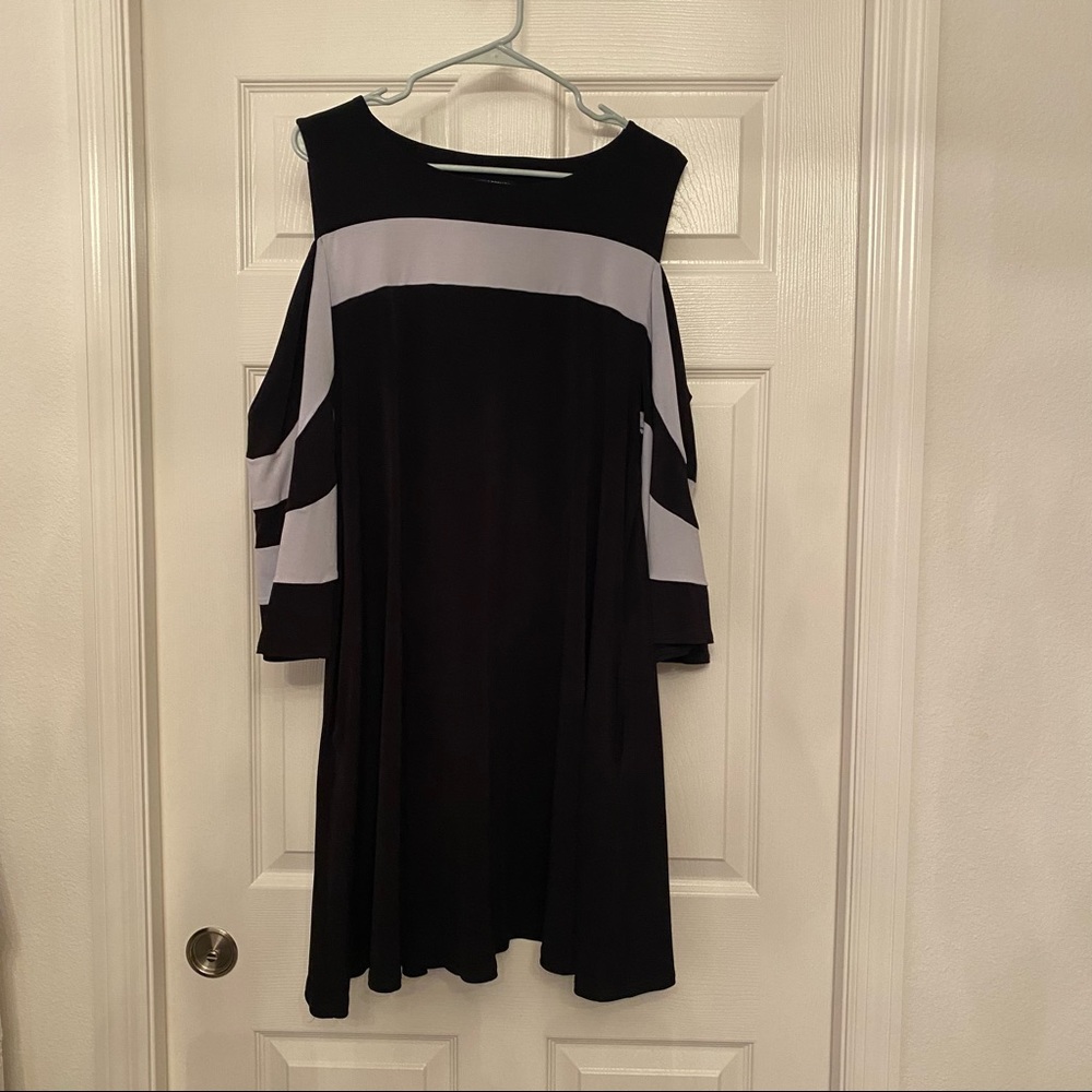 Nina Leonard Cold Shoulder Dress with Pockets